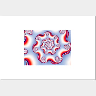 Red, White and Blue Spiral Pattern Posters and Art